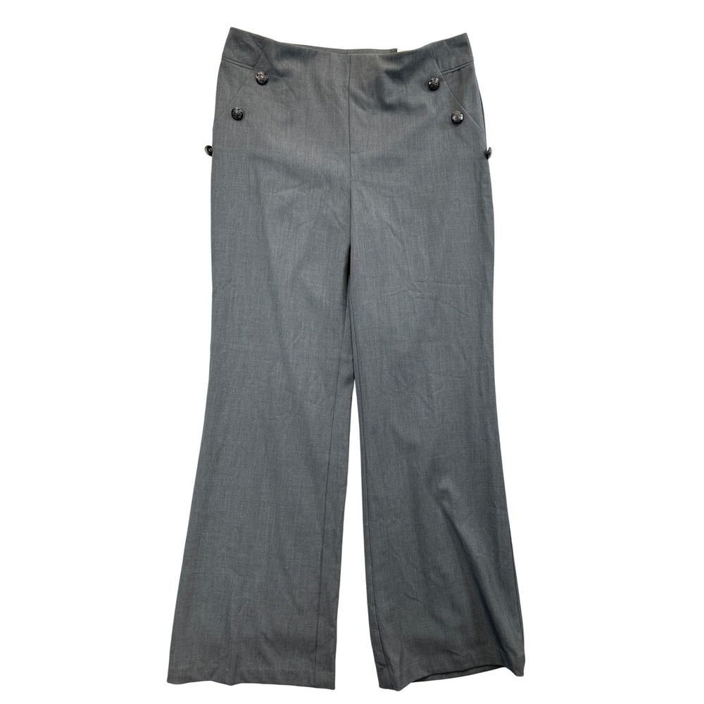 Roz & Ali Dress Pants Womens 10 Grey‎ Tummy Control Wide Leg Pull-on Trousers